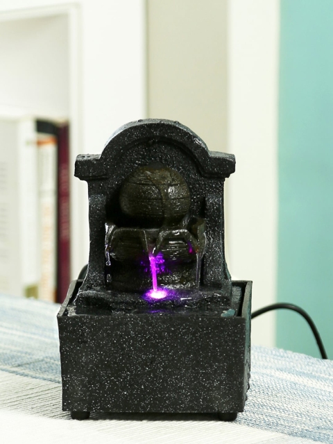 

Aapno Rajasthan Black Textured Water Fountain With Built-In Light