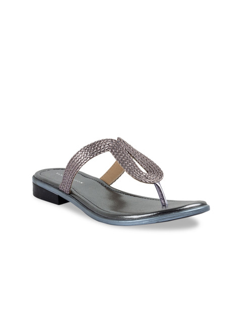 

Vanilla Moon Women Grey Embellished Leather Open Toe Flats