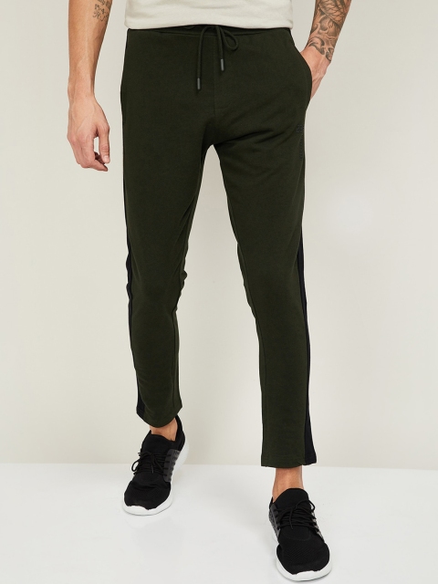

UCLA Men Olive Green Solid Cotton Slim-Fit Track Pants