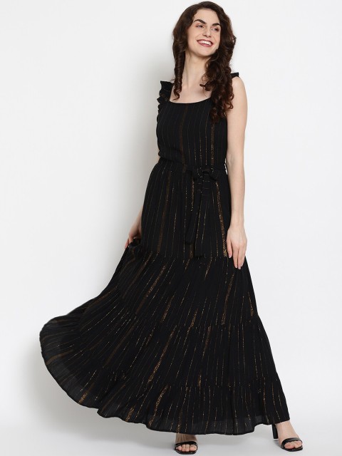 

VANCA ECO Women Black Striped Sustainable Fit and Flare Dress