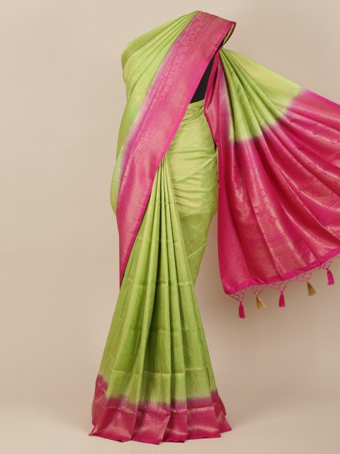 

Pothys Green & Pink Jute Silk Woven Design Saree