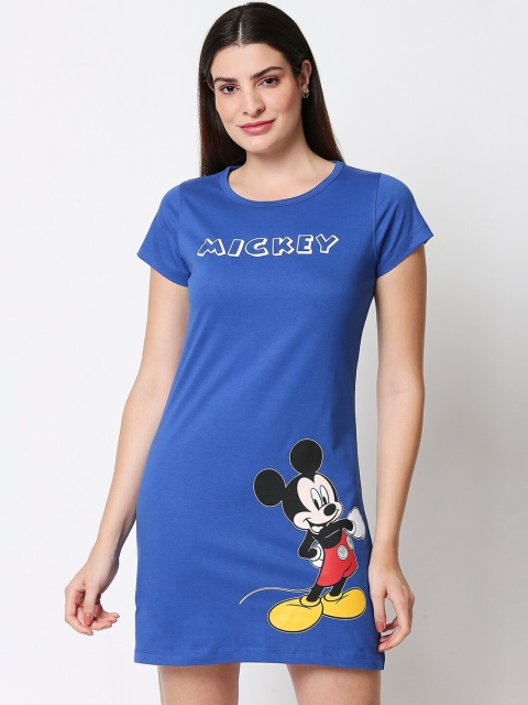 

Bewakoof Women Blue Printed T-shirt Dress