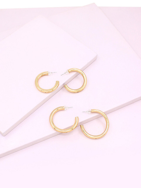 

Runway Ritual Set of 2 Gold-Plated Crescent Shaped Half Hoop Earrings