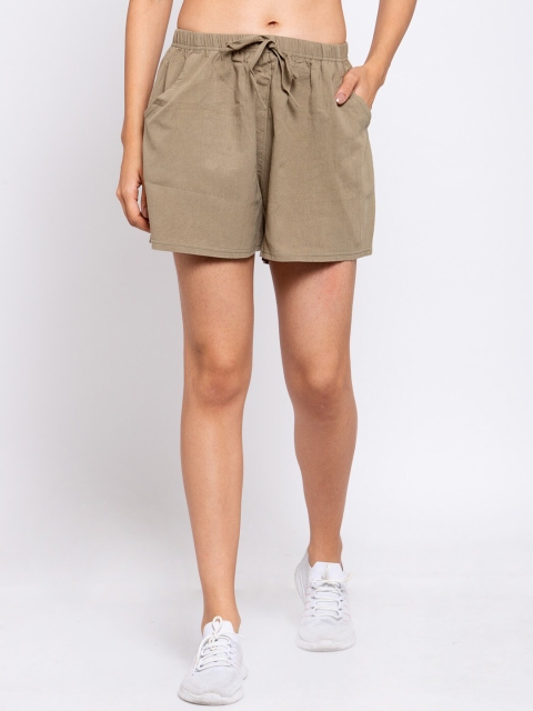 

iki chic Women Brown Solid Regular Fit Regular Shorts