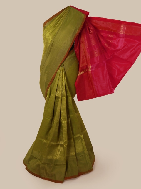 Pothys Green & Pink Pure Silk Woven Design Kanjeevaram Saree