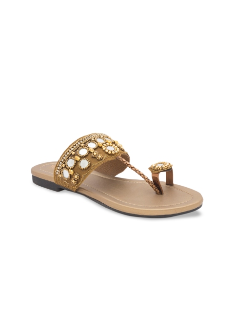

WALK N STYLE COLLECTION Women Beige Embellished One Toe Flats