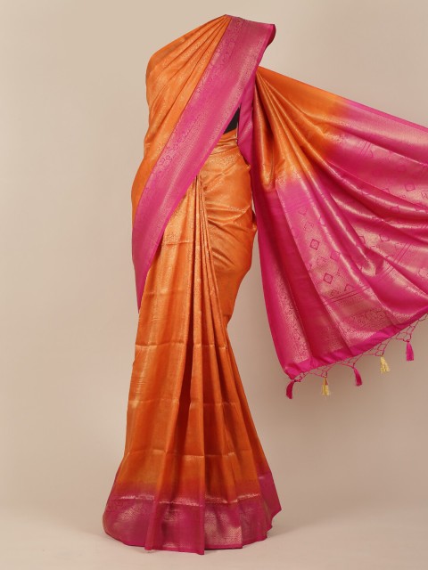 

Pothys Orange Woven Design Jute Silk Saree With Tasseled Pallu