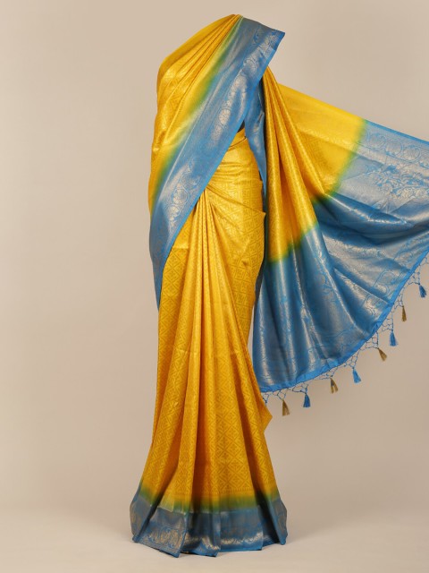 

Pothys Yellow Woven Design Jute Silk Saree