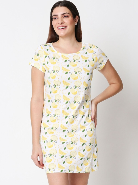 

Bewakoof Women White Printed T-shirt Dress