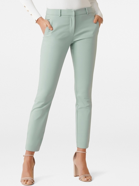 

Forever New Women Green Slim Fit Solid Regular Trousers