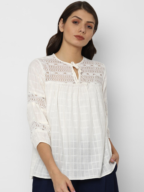 

Allen Solly Woman Women White Regular Fit Checked Casual Shirt