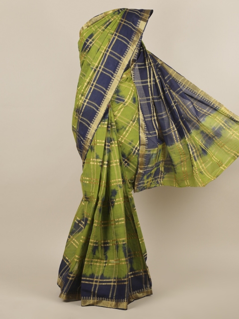 

Pothys Green Checked Pure Cotton Saree