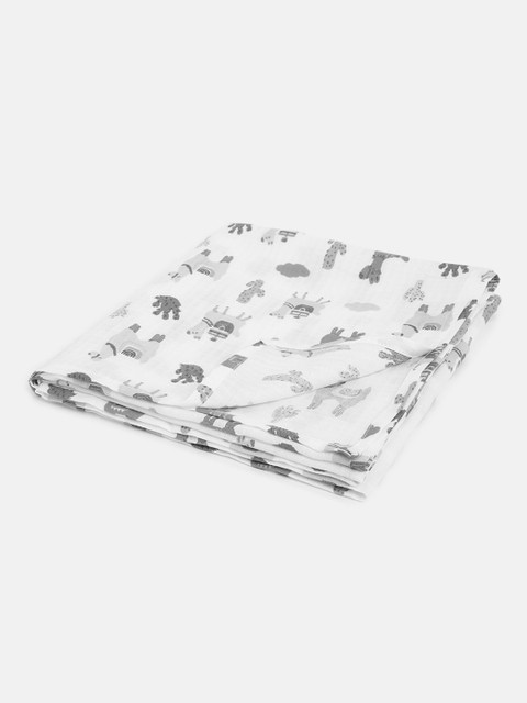 

berrytree Infant Kids White & Green Printed Swaddle