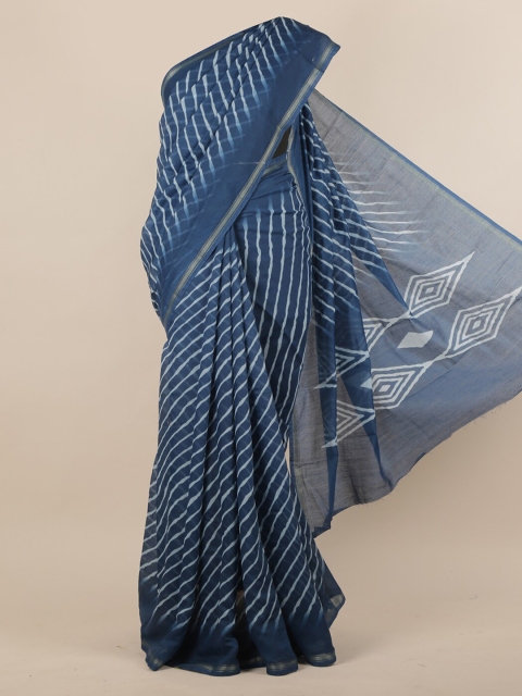 

Pothys Blue & White Jute Silk Printed Saree