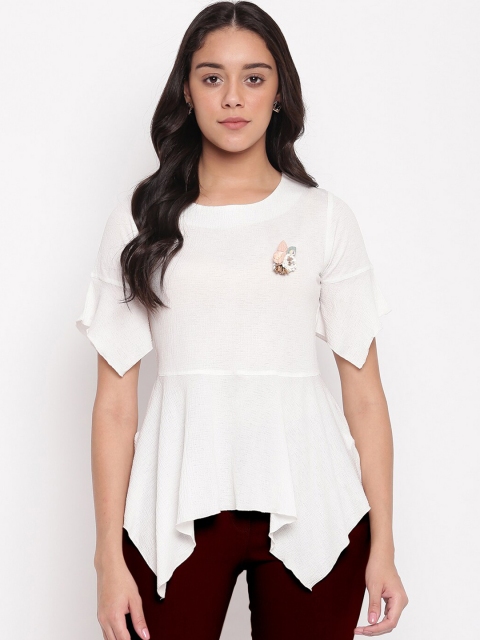 

Miss Grace Off White Peplum Top