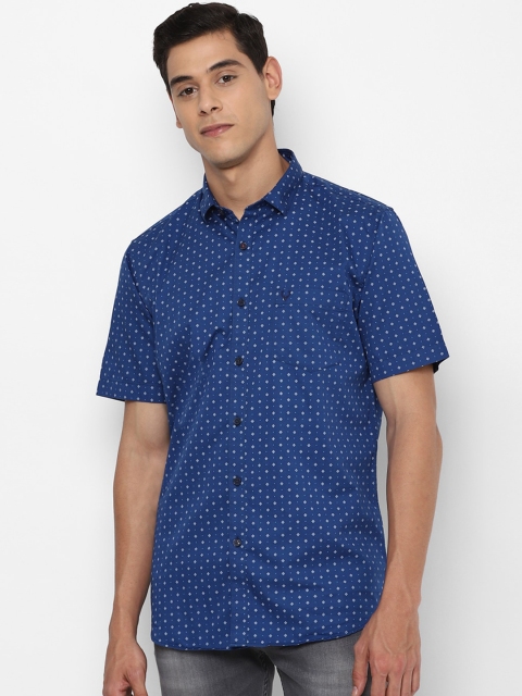 

Allen Solly Men Navy Blue & White Slim Fit Printed Casual Shirt
