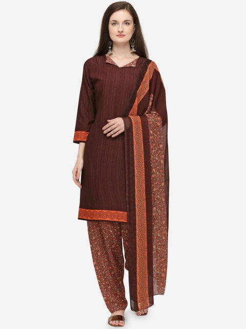 

VENISA Women Brown Printed Kurta with Patiala & Dupatta