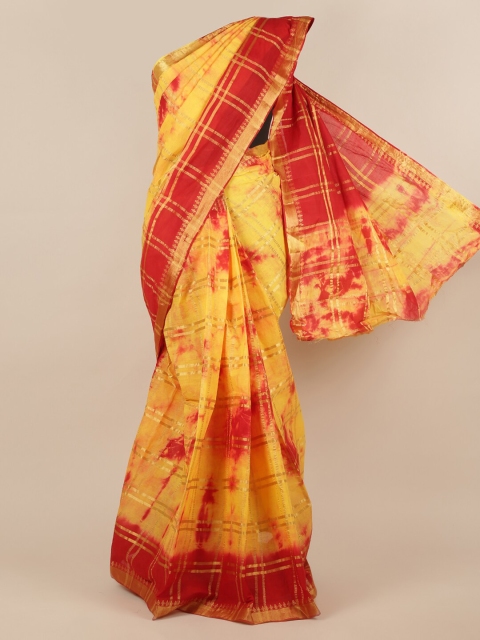 

Pothys Yellow Checked Pure Cotton Saree