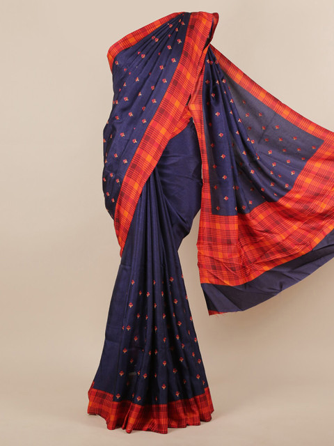 

Pothys Blue Printed Jute Silk Saree