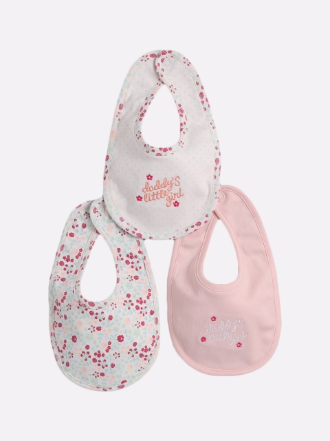 

BABY GO Kids Pack Of 3 Pure Cotton Printed Bibs, Peach