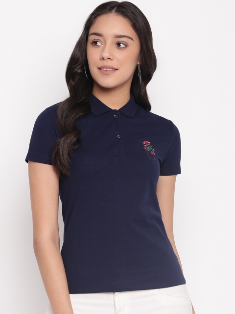 

Miss Grace Navy Blue Pure Cotton Regular Top