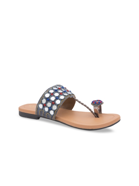 WALK N STYLE COLLECTION Women Beige Embellished One Toe Flats