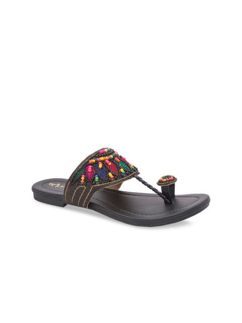 

WALK N STYLE COLLECTION Women Black Embellished One Toe Flats