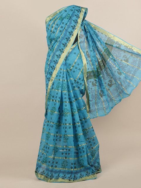 

Pothys Blue Printed Pure Cotton Saree