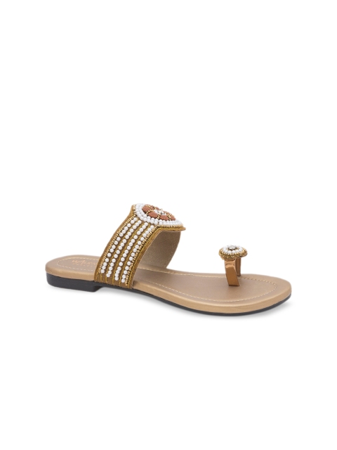 

WALK N STYLE COLLECTION Women Beige Embellished One Toe Flats