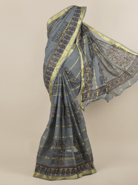

Pothys Grey Printed Pure Cotton Saree