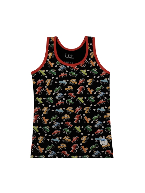 

DChica Boys Black & Red Printed Cotton Basic Vest