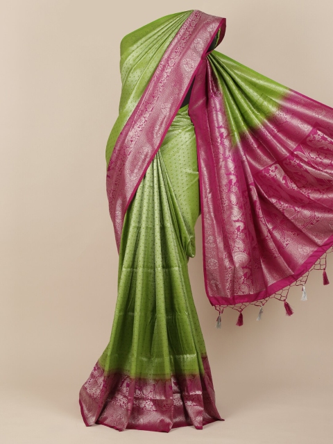 Pothys Green & Pink Jute Silk Woven Design Saree