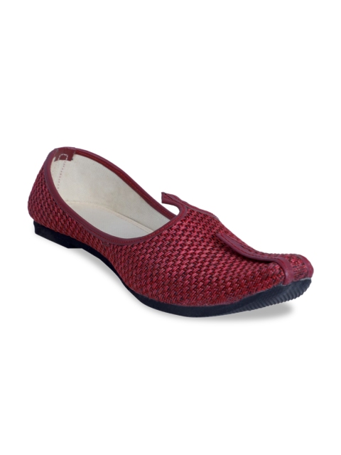 

PANAHI Men Maroon Woven Design Handmade Mojaris