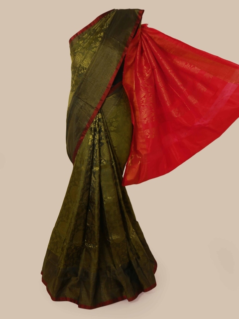 

Pothys Green & Red Pure Silk Woven Design Kanjeevaram Saree