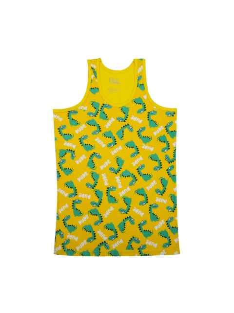 

DChica Boys Yellow & Green Printed Cotton Basic Vest