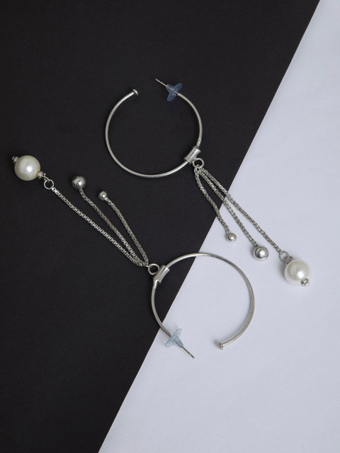 

INDYA Silver-Plated Circular Half Hoop Earrings