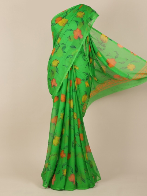 

Pothys Green Printed Poly Chiffon Saree