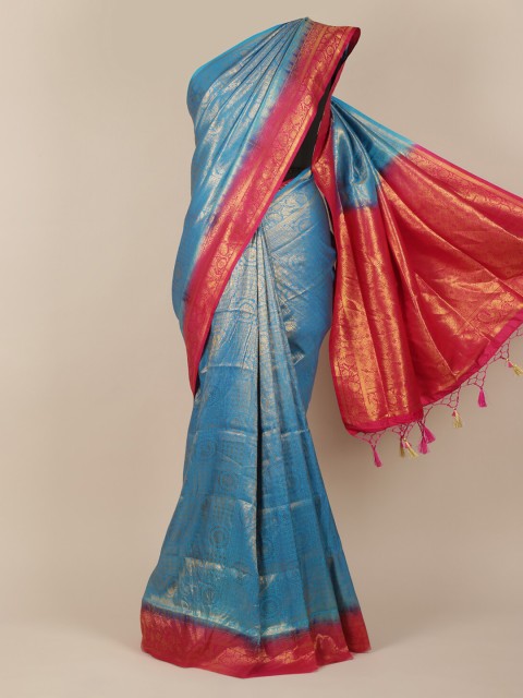 

Pothys Blue & Red Jute Silk Woven Design Saree