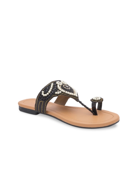 

WALK N STYLE COLLECTION Women Black Embellished One Toe Flats
