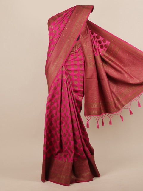 

Pothys Magenta Woven Design Jute Silk Saree