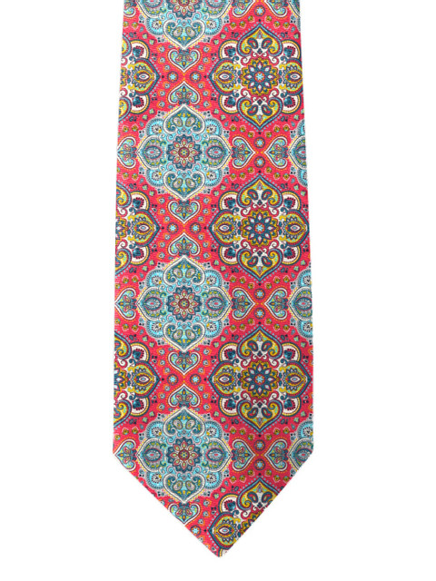 

Blacksmith Men Red & Blue Printed Satin Broad Tie