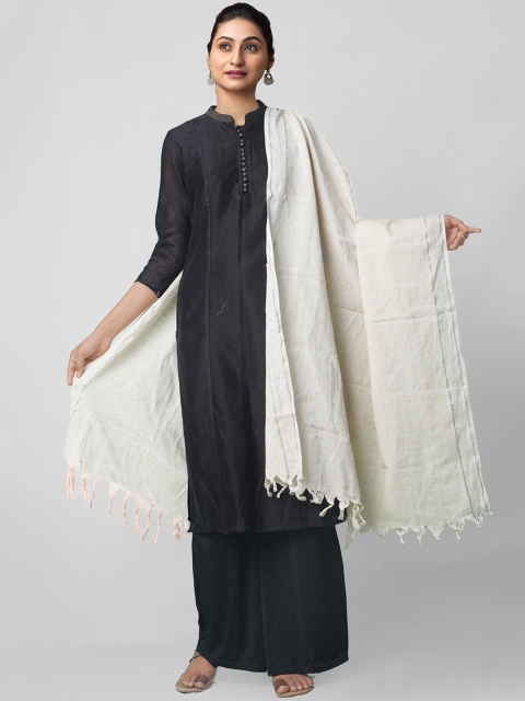

Unnati Silks Cream-Coloured Solid Pure Cotton Dupatta