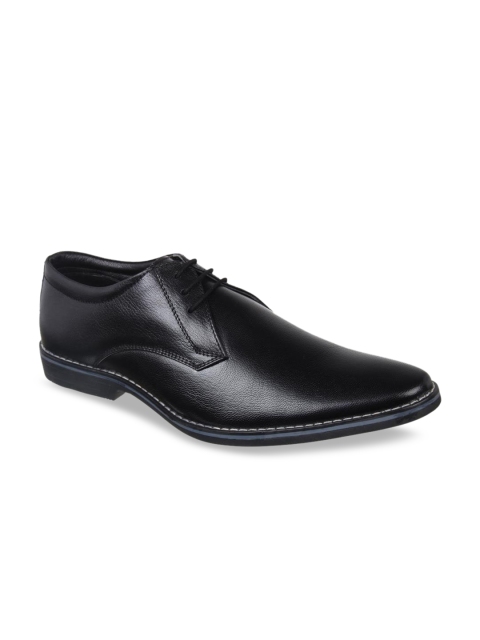 

Vardhra Men Black Solid Leather Formal Derbys