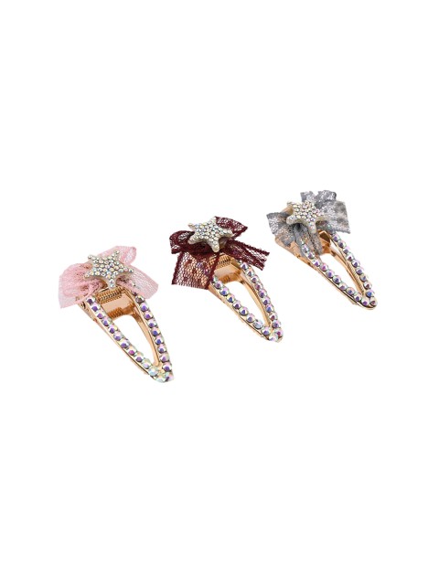 

BuckleUp Brown & Pink Set of 3 Embellished Tic Tac Hair Clip
