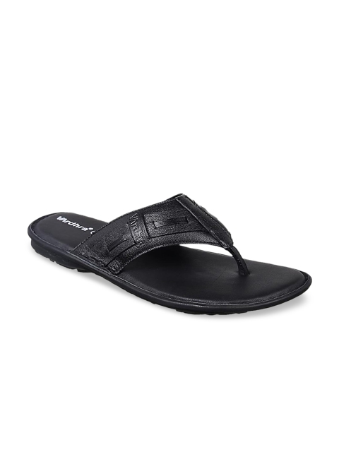 

Vardhra Men Black Leather Comfort Sandals