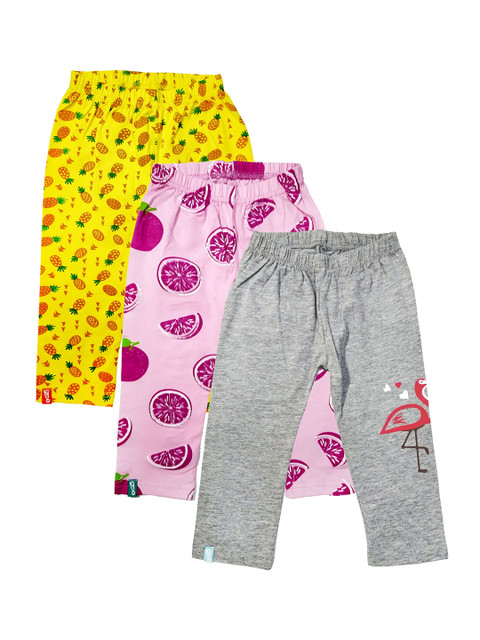 

You Got Plan B Girls Pack Of 3 Ankle-Length Leggings, Yellow
