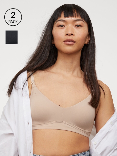 

H&M Women MAMA Beige & Black 2-Pack Nursing Bras 0952954001