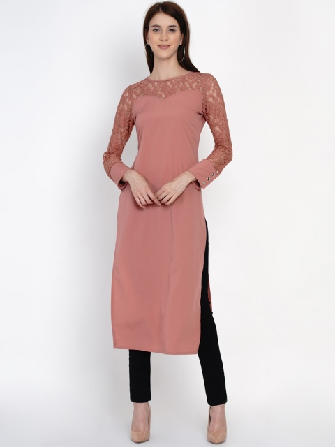 

Texco Dusty Pink High Slit Kurta For Women
