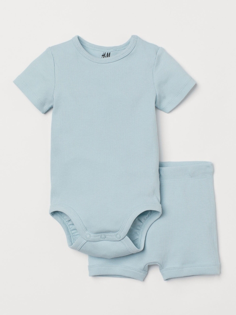 

H&M Kids Powder Blue Ribbed Cotton Set