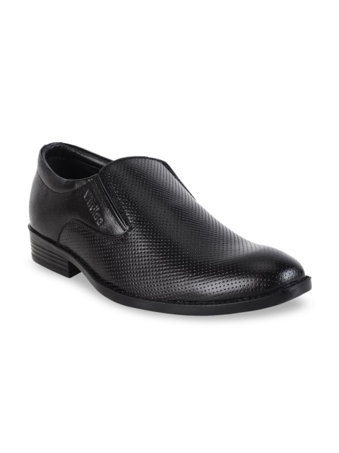

Vardhra Men Black Solid Leather Formal Slip-Ons